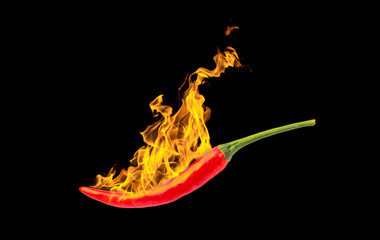 Hot chilli pepper in energy fire.
