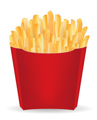 real french fries  in a red paper package