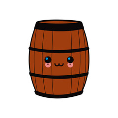 kawaii wooden wine barrel image vector illustration