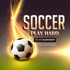 abstract soocer sports flyer design with glowing fire flame