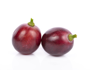 Red grapes white background