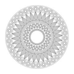 mandala oriental decorative element ethnic design monochrome contour vector illustration
