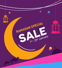 Flyer, Sale, discount, greeting card, label or banner occasion of Ramadan kareem and Eid celebration illustrator