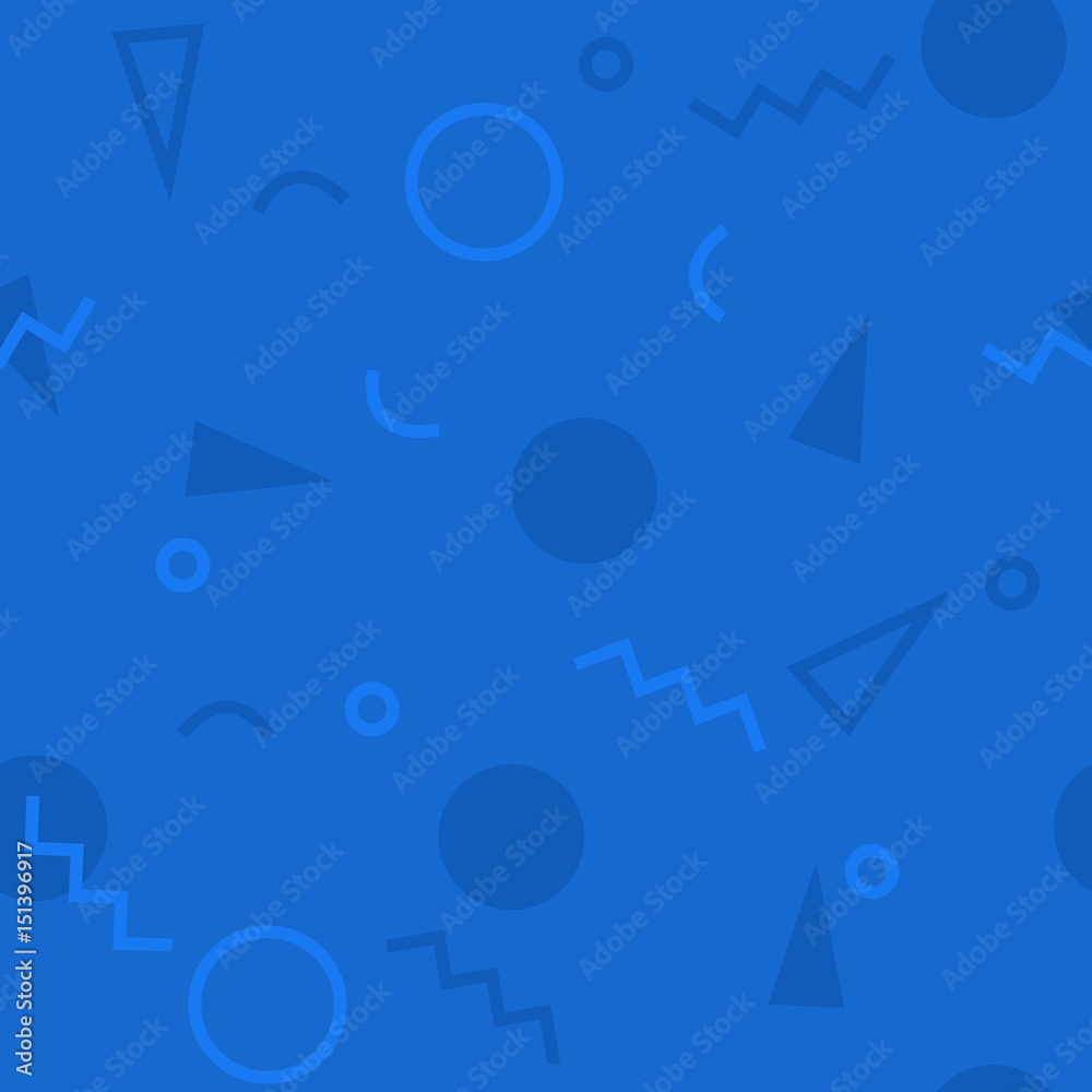 Poster seamless pattern with 80s memphis geometics style and single tone colors