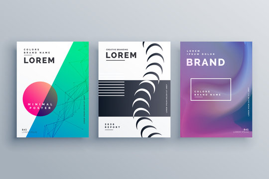 clean minimal branding of brochures in three different style for your business in size A4
