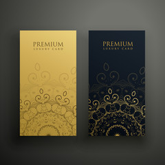 premium mandala cards in gold and black colors