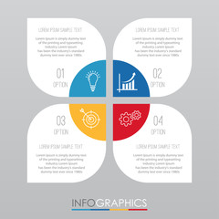 Modern Info-graphic Template for Business with four steps multi-Color design, labels design, Vector info-graphic element, Flat style vector illustration.