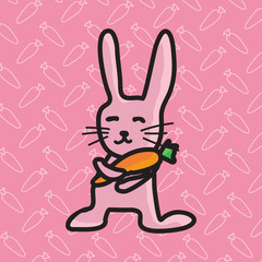 rabbit holding a carrot vector illustration.