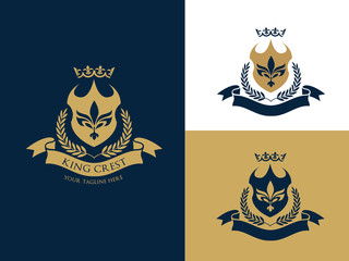 Hotel logo, luxury crest logo, king royal brand identity.