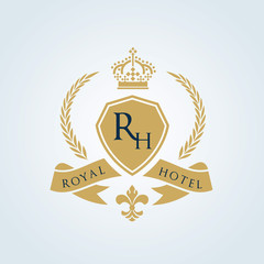 Luxury Hotel logo, Boutique logo, vintage logo, king royal brand identity 