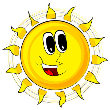 Happy Sun. Mascot Character. Vector Illustration Retro Cartoon. Isolated On White Background.