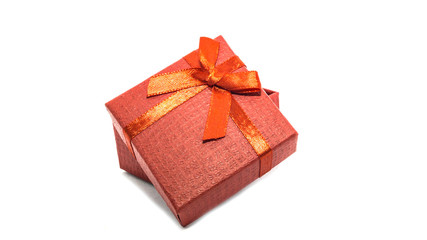 Little red gift on white background