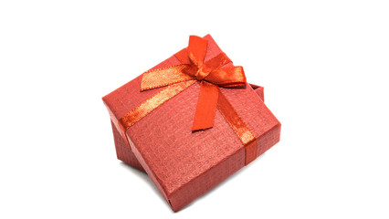 Little red gift on white background