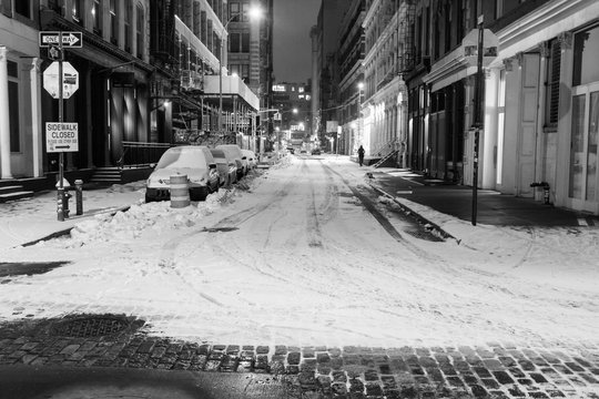 snow covered city street