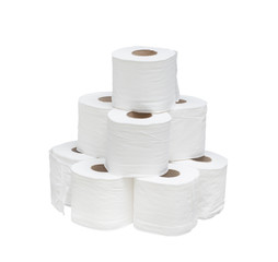 toilet paper on white background