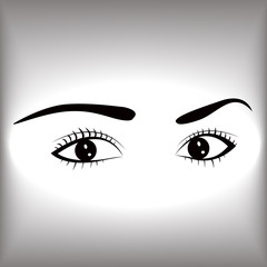 Beautiful woman eye. Vector illustration. Ink drawing. Black and white.