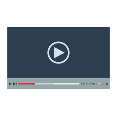 Video player in a flat style. Video player for the web. Vector template of video and audio player. Design Media Player. New Media Player interface. Vector video player. Skin video player.