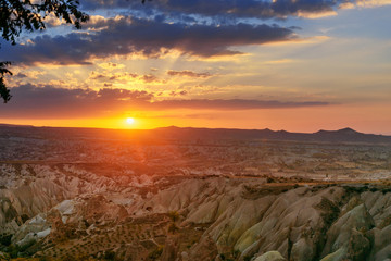 Fototapeta na wymiar Sunset over Red valley in Cappadocia. Turkey