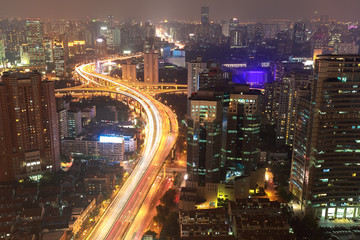 Fototapeta na wymiar Aerial photography at Shanghai City buildings of night