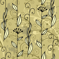 vector seamless floral abstract hand-drawn pattern for interior and other design