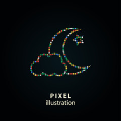 Moon star - pixel illustration.