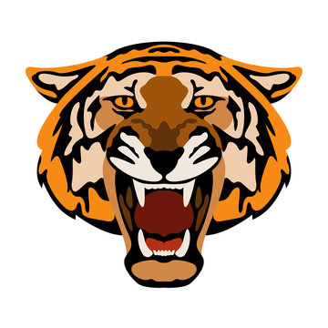 Tiger  head vector illustration style Flat