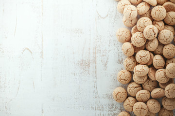 Amaretti on wooden background