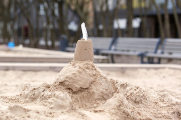 sand castle, children's playground in the park.