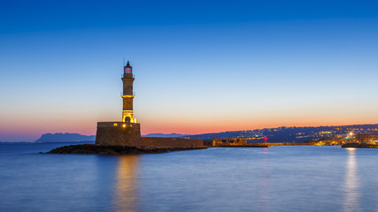 Old Venetian harbor of Chania town on Crete island, Greece. 
