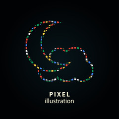 Moon star - pixel illustration.