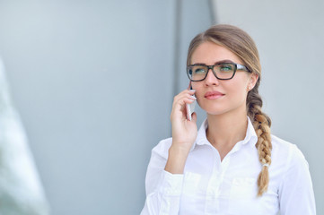 Executive working with a mobile phone