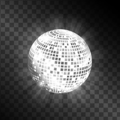 Disco ball isolated on transparent background. Vector ilustration.