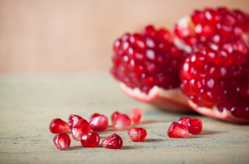 Fresh ripe pomegranate close up