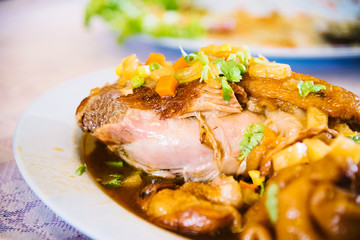 Steam pork leg