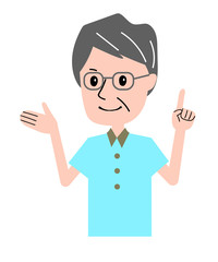 シニア　男性　ジェスチャー