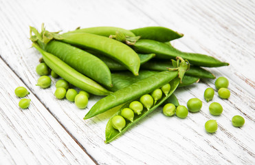 green peas on a table