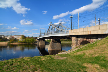 Starovolzhsky road bridge across the Volga in Tver, Russia
