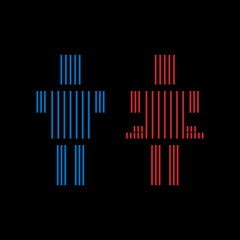 blue red line toilet sign on black background