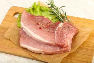 Raw pork steak