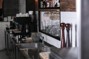 Workplace in modern bar