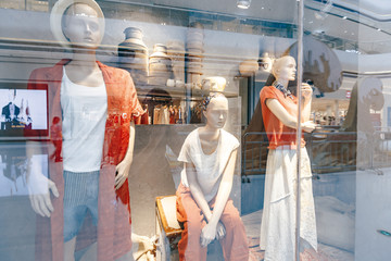 Indoor shopping, fashion women's clothes