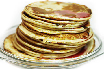pancakes on white background