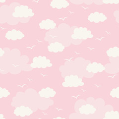 seamless pattern with clouds and birds - 151427714