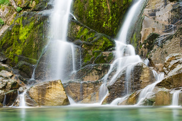 Emerald Water of the Torre Torrent Falls. Silk water. Tarcento, Friuli to discover