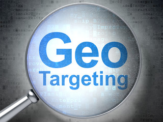 Finance concept: Geo Targeting with optical glass