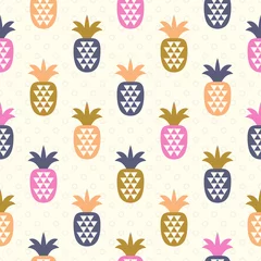 Fotobehang seamless pattern with pineapples © orangeberry