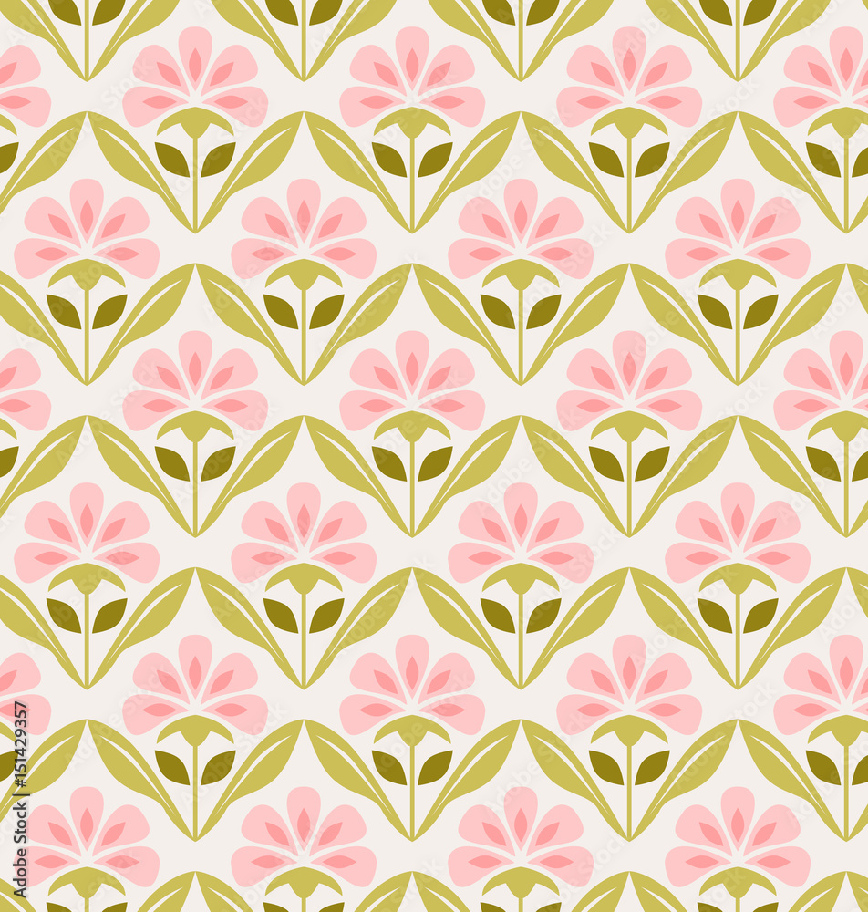 Aufkleber seamless retro pattern with flowers