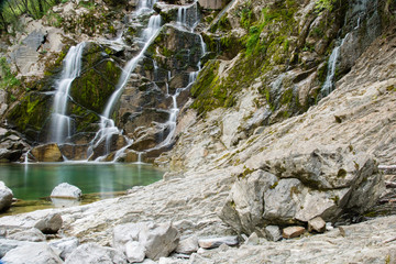 Emerald Water of the Torre Torrent Falls. Silk water. Tarcento, Friuli to discover