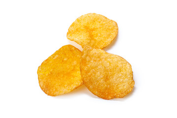 Potato chips isolated on white background