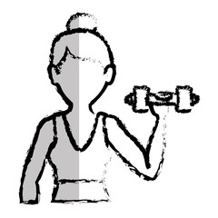 female athlete weight lifting avatar character vector illustration design